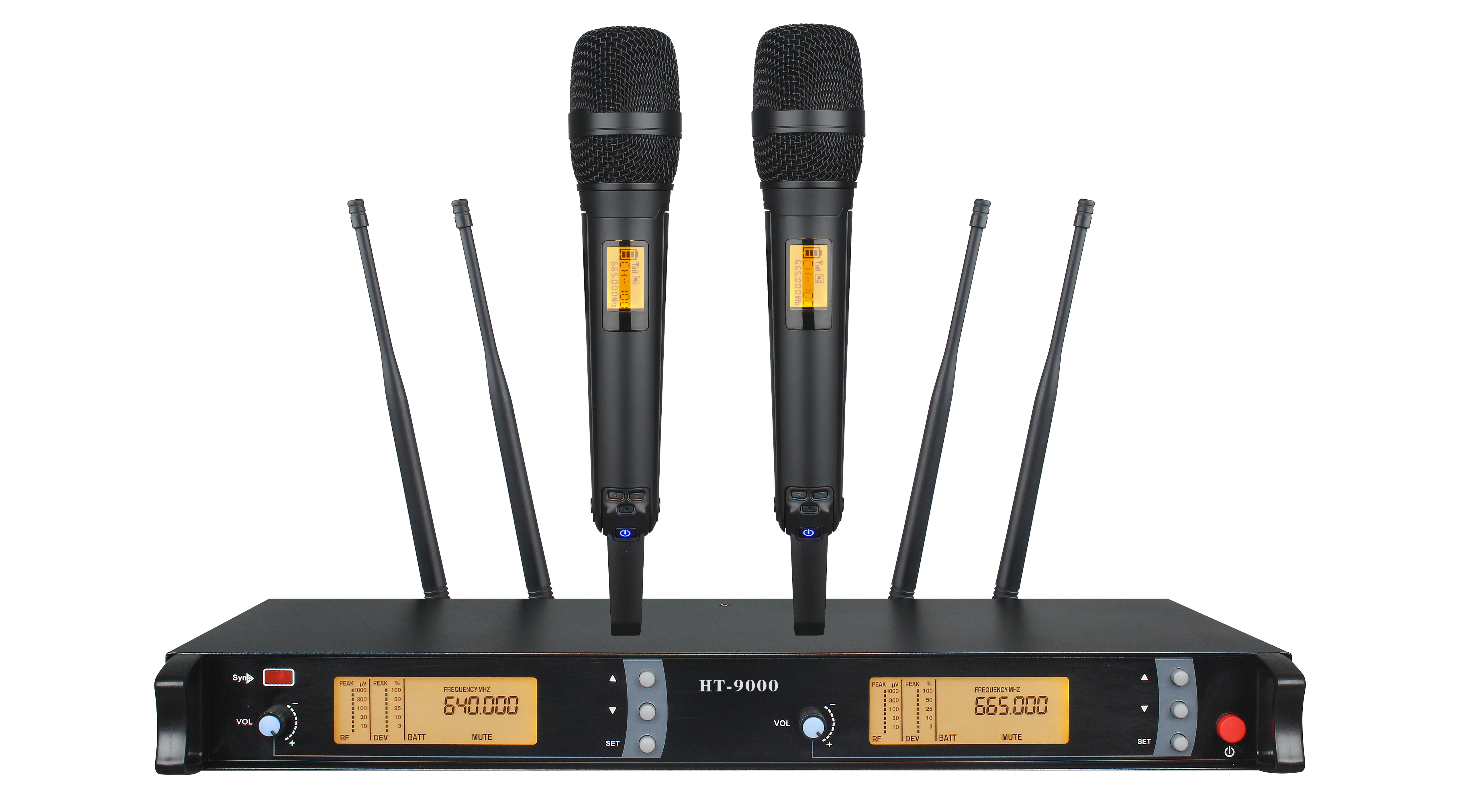 HOT-9000 UHF Two channel handheld wireless microphone system