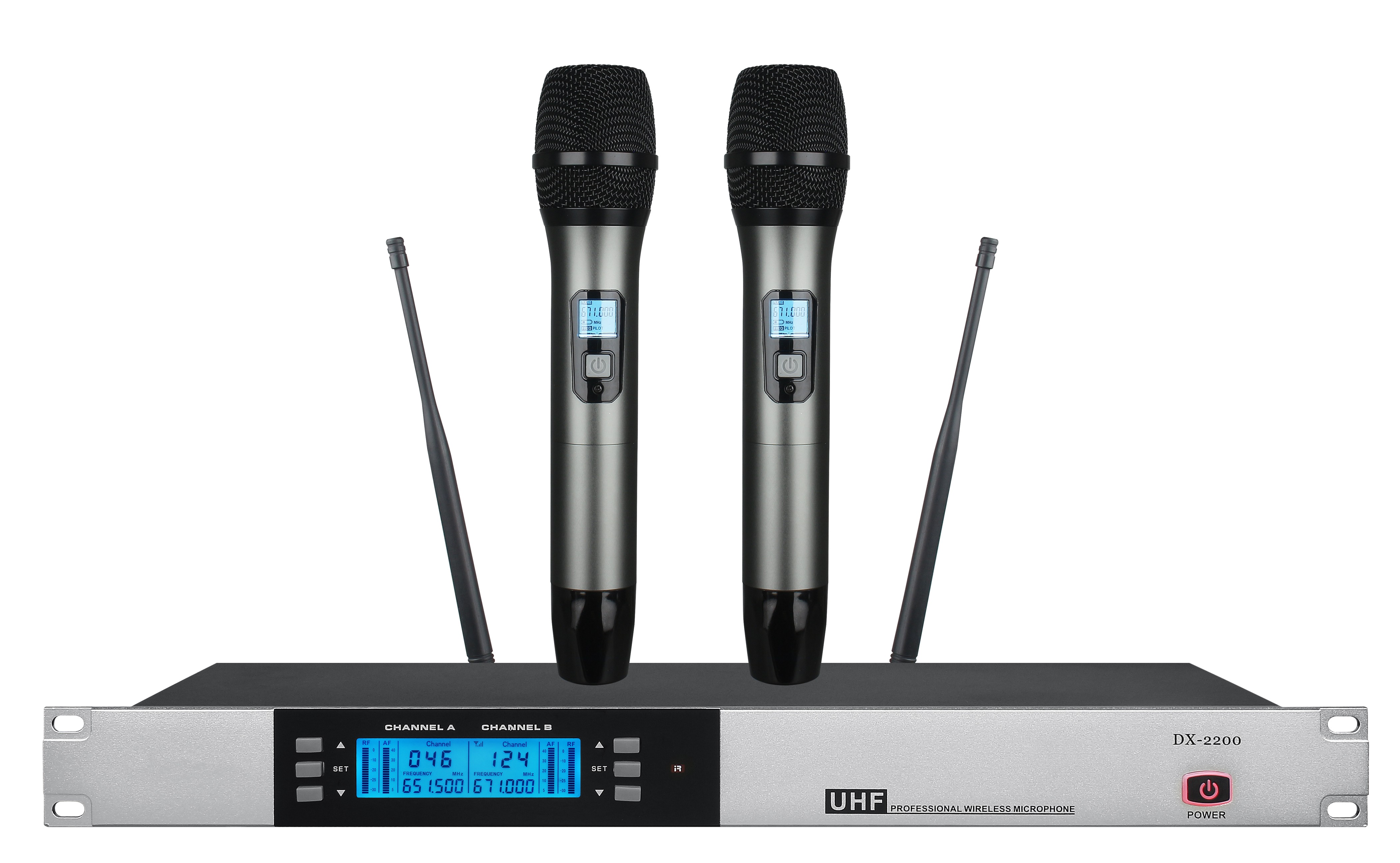 HOT-2200 UHF two channel wireless microphone system